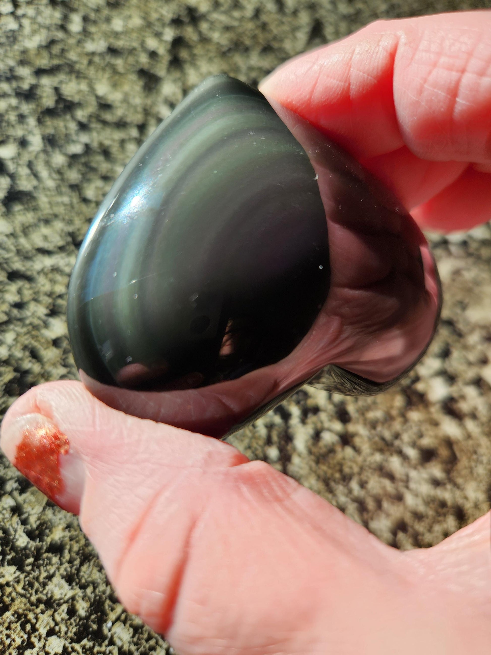 Rainbow Obsidian Crystal Thick Heart