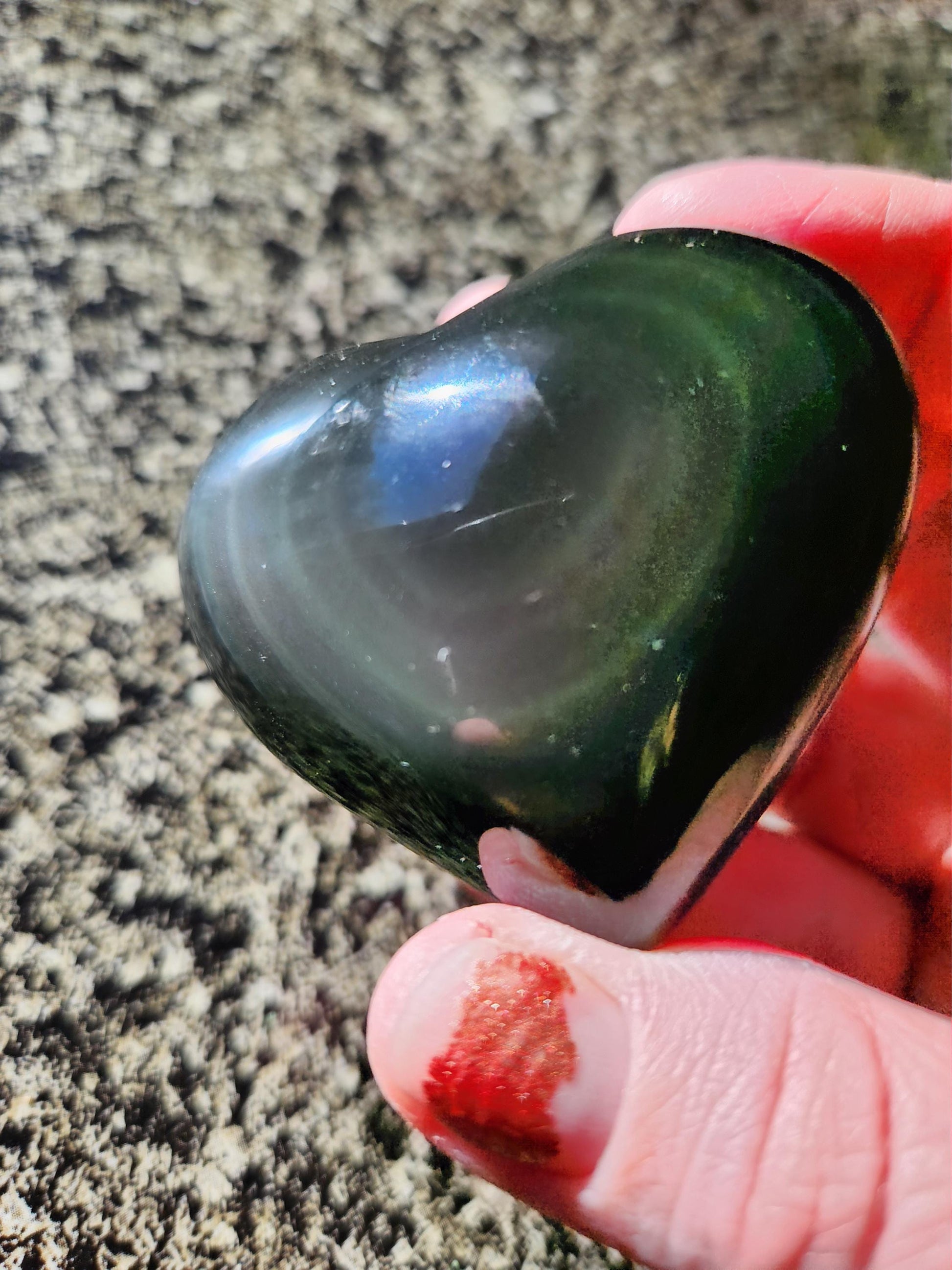 Rainbow Obsidian Crystal Thick Heart