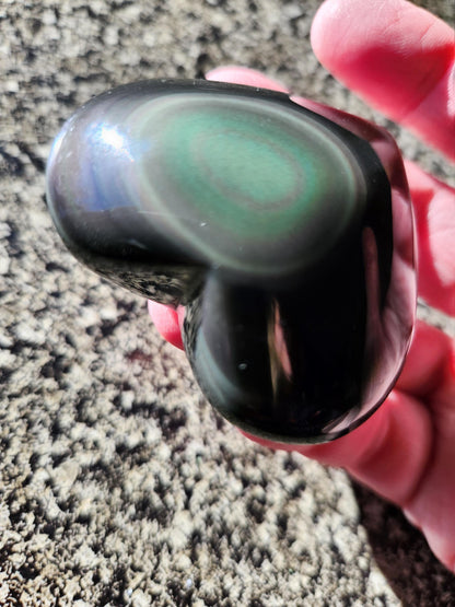 Rainbow Obsidian Crystal Thick Heart