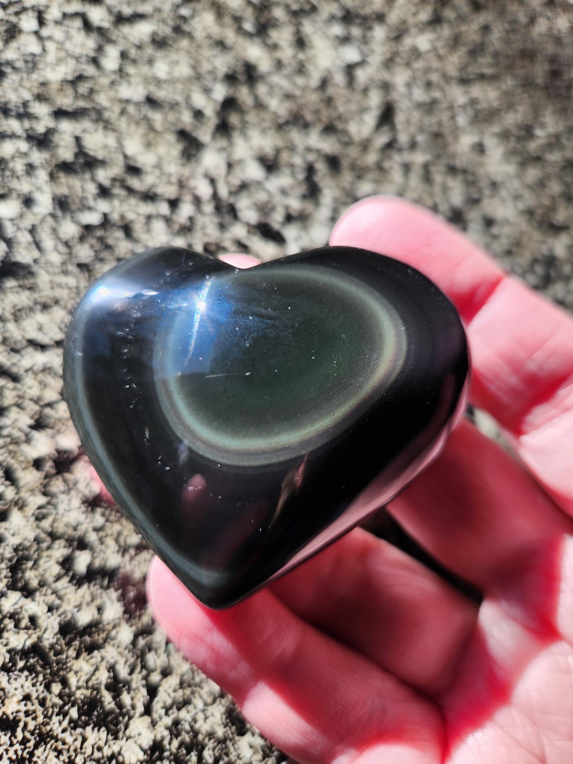 Rainbow Obsidian Crystal Thick Heart