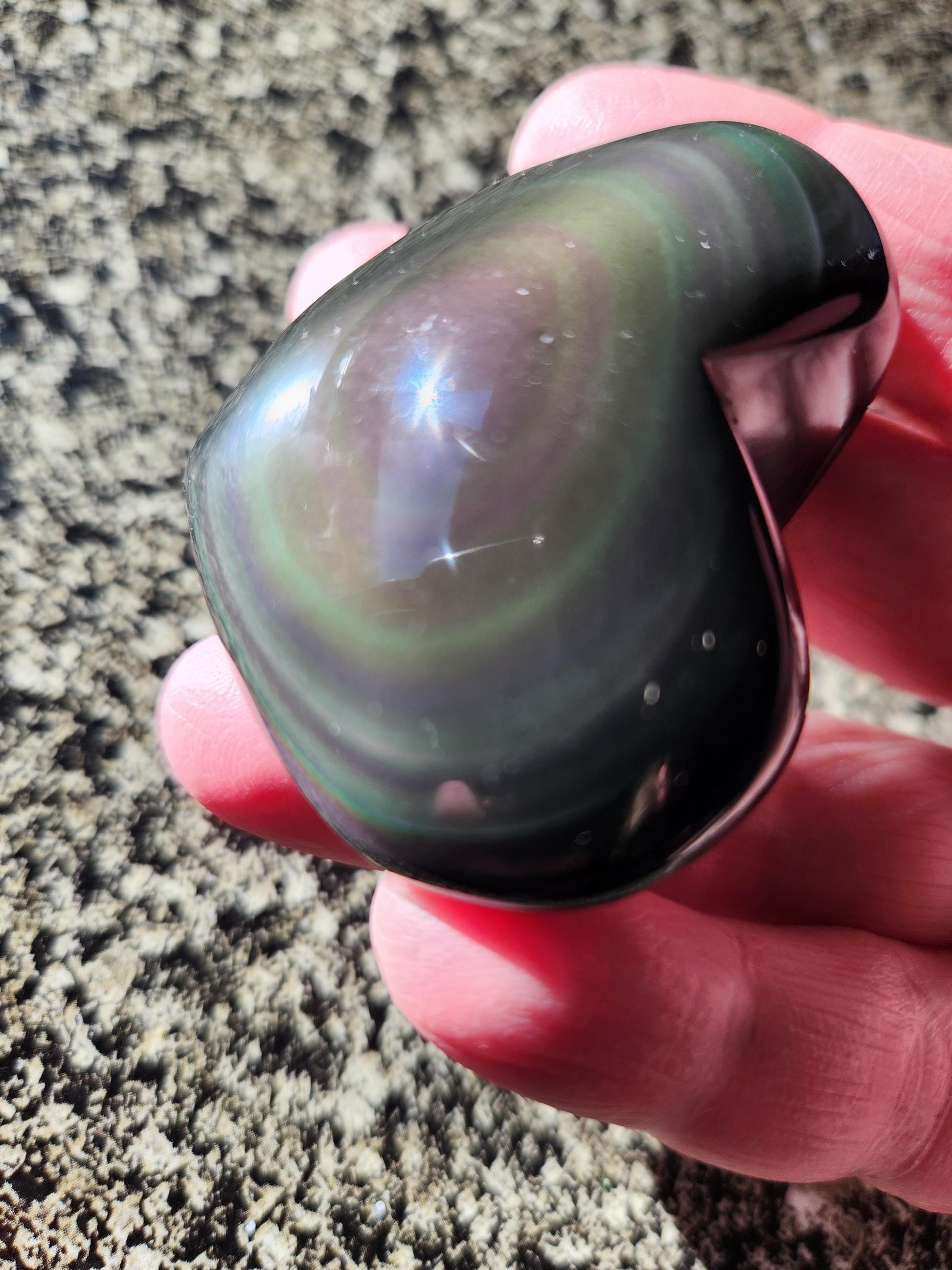 Rainbow Obsidian Crystal Thick Heart