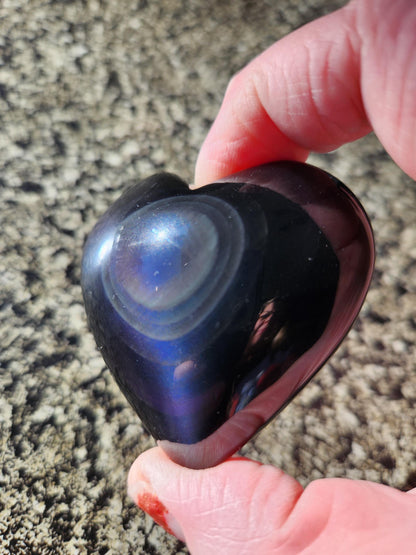 Rainbow Obsidian Crystal Thick Heart
