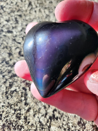 Rainbow Obsidian Crystal Thick Heart