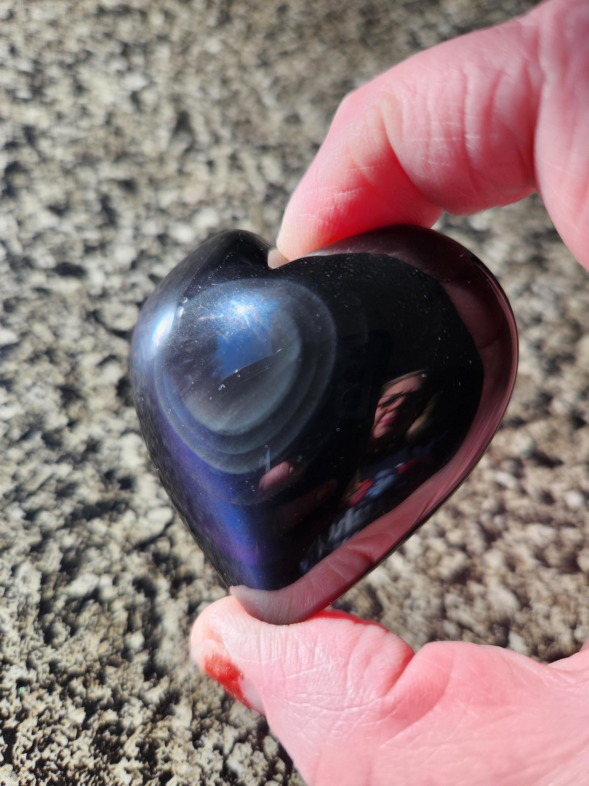 Rainbow Obsidian Crystal Thick Heart