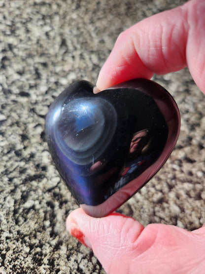 Rainbow Obsidian Crystal Thick Heart