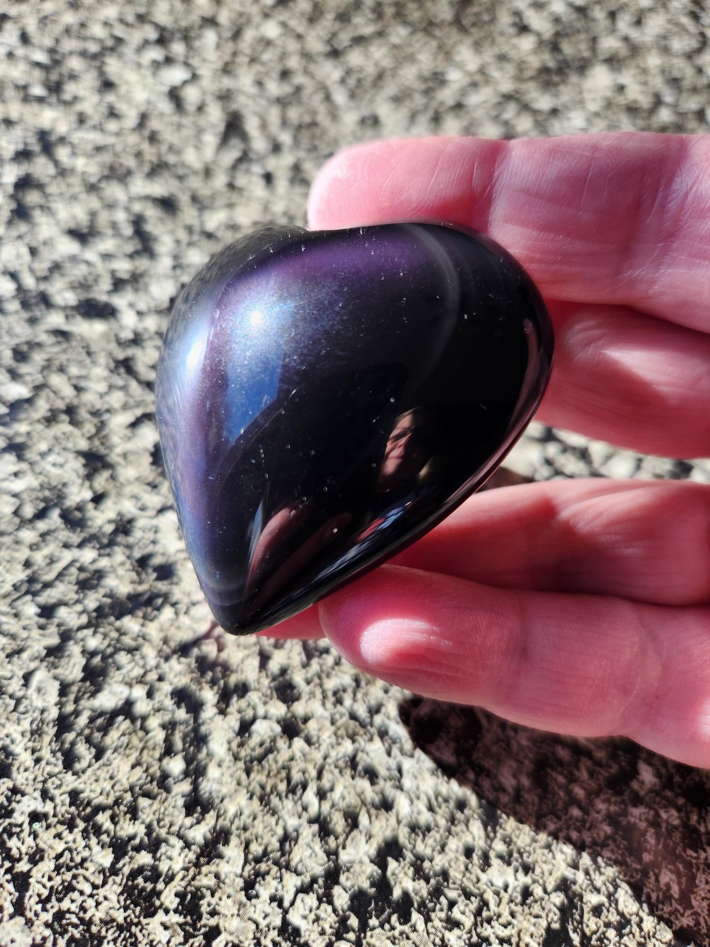 Rainbow Obsidian Crystal Thick Heart