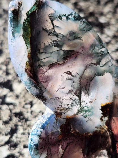 Moss Agate Carved Crystal Butterfly Self-Standing
