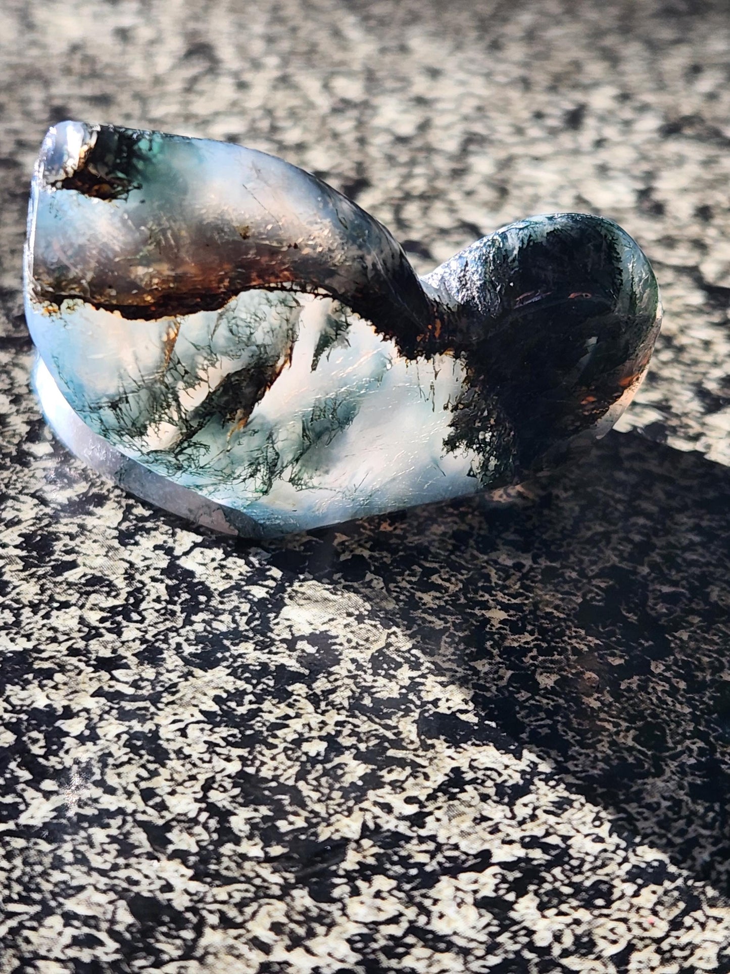 Moss Agate Carved Crystal Butterfly Self-Standing