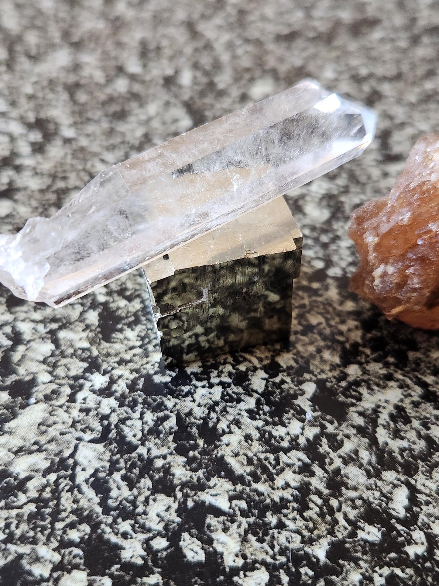 Abundance Crystal Bundle: Pyrite Cube, Moroccan Citrine, Green Aventurine Skull, Raw Clear Quartz Point
