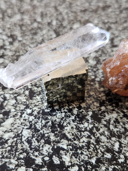 Abundance Crystal Bundle: Pyrite Cube, Moroccan Citrine, Green Aventurine Skull, Raw Clear Quartz Point