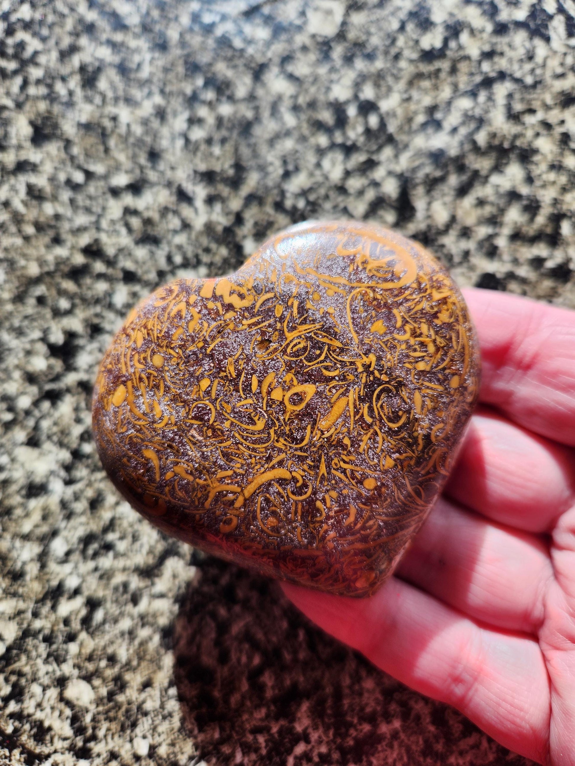 Polished Sanskrit Jasper Crystal Heart: Rare