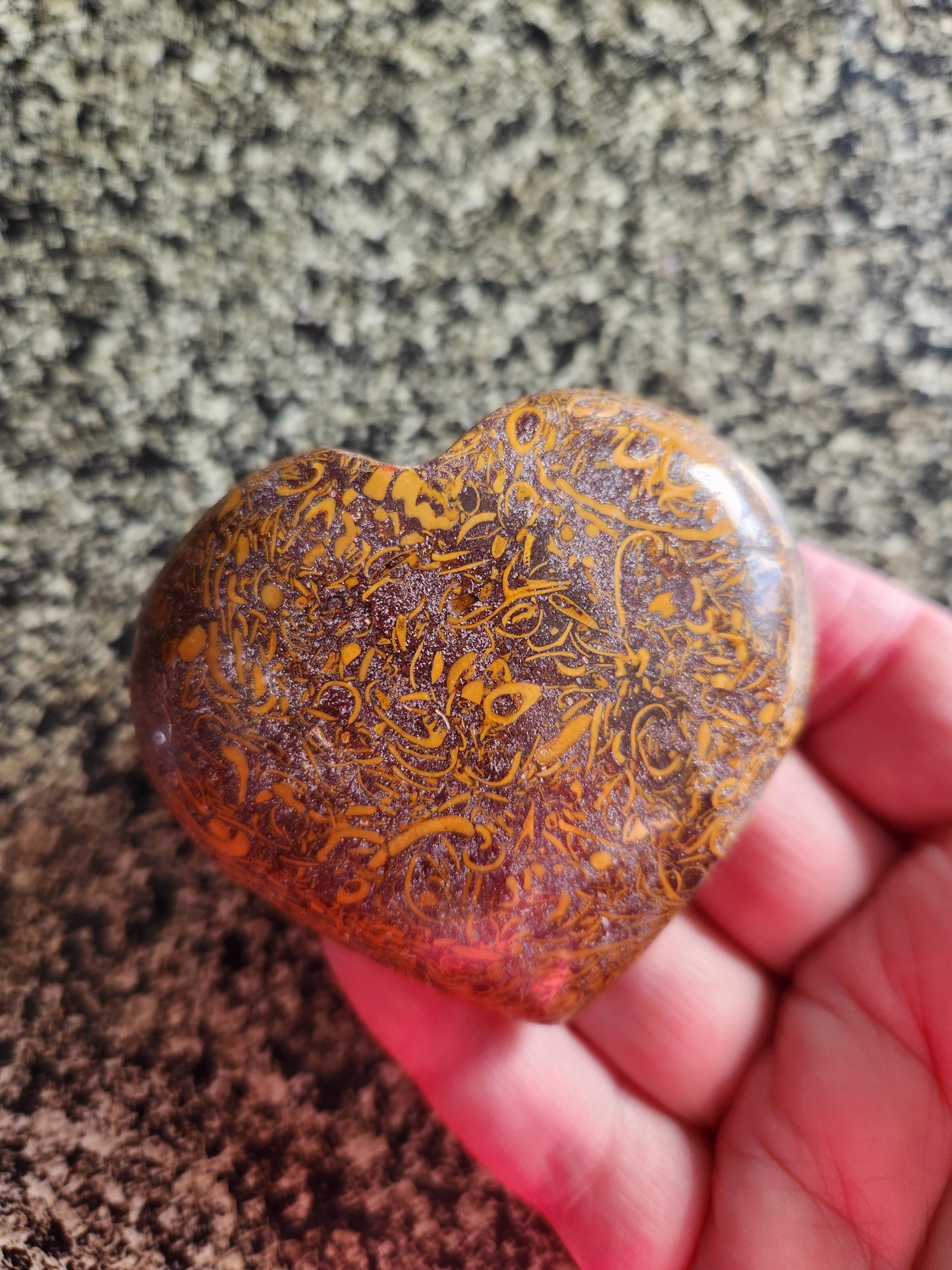 Polished Sanskrit Jasper Crystal Heart: Rare