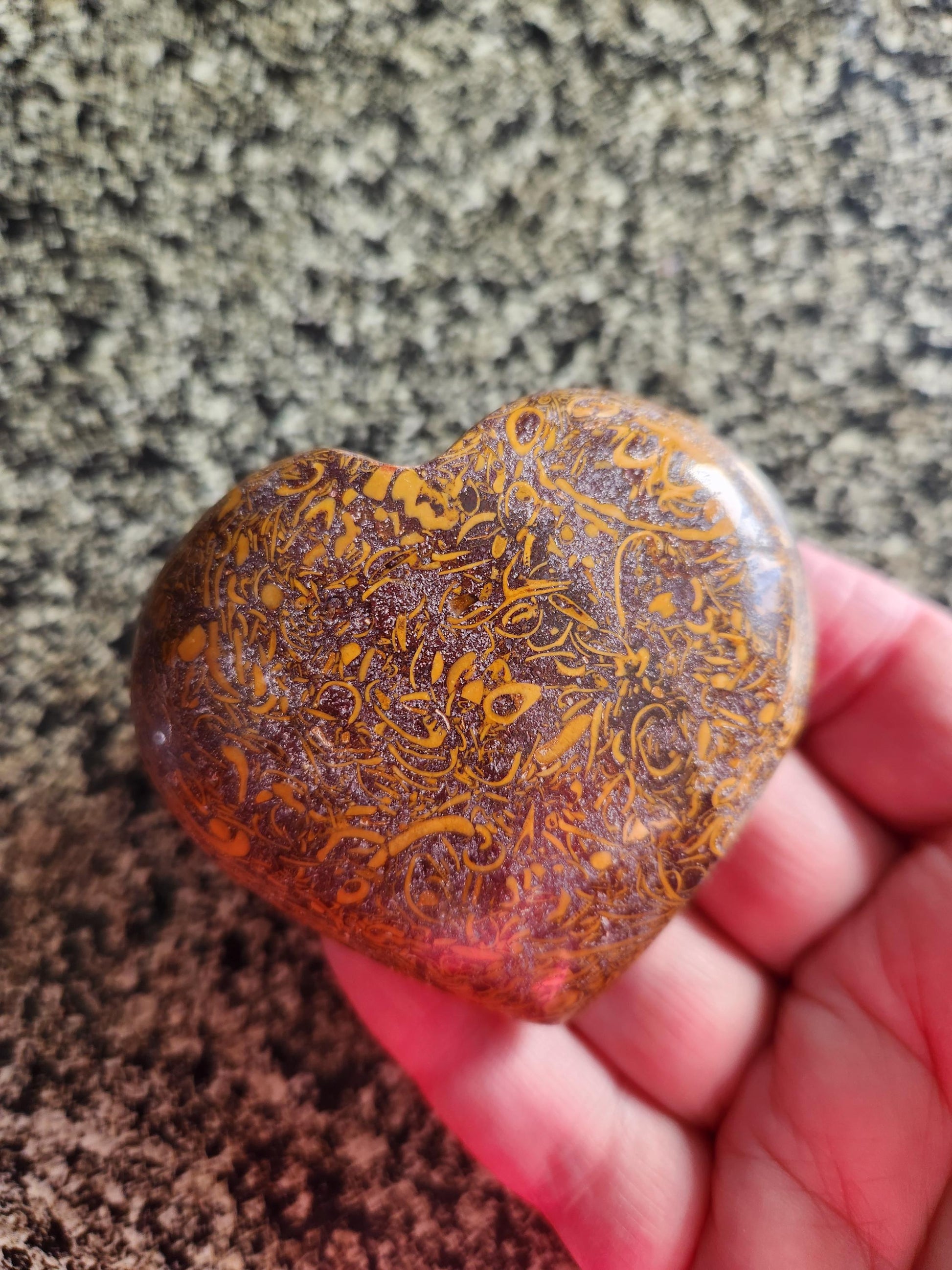 Polished Sanskrit Jasper Crystal Heart: Rare