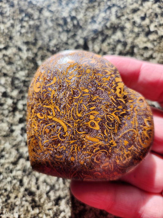 Polished Sanskrit Jasper Crystal Heart: Rare