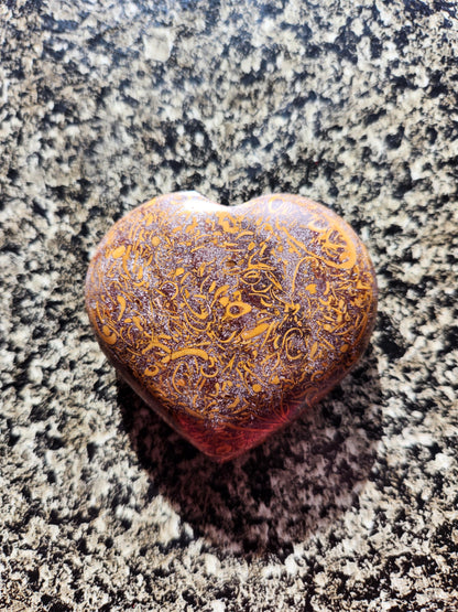 Polished Sanskrit Jasper Crystal Heart: Rare
