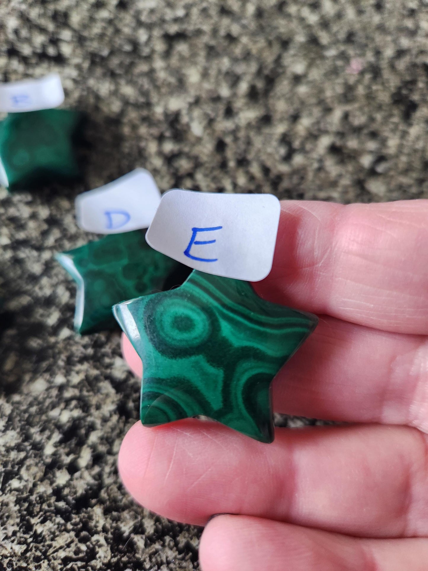 AAA Malachite Crystal Small Star, High Polish Pocket Stone, One