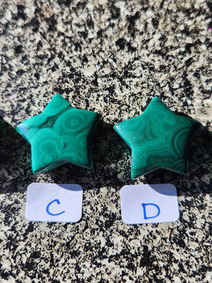 AAA Malachite Crystal Small Star, High Polish Pocket Stone, One