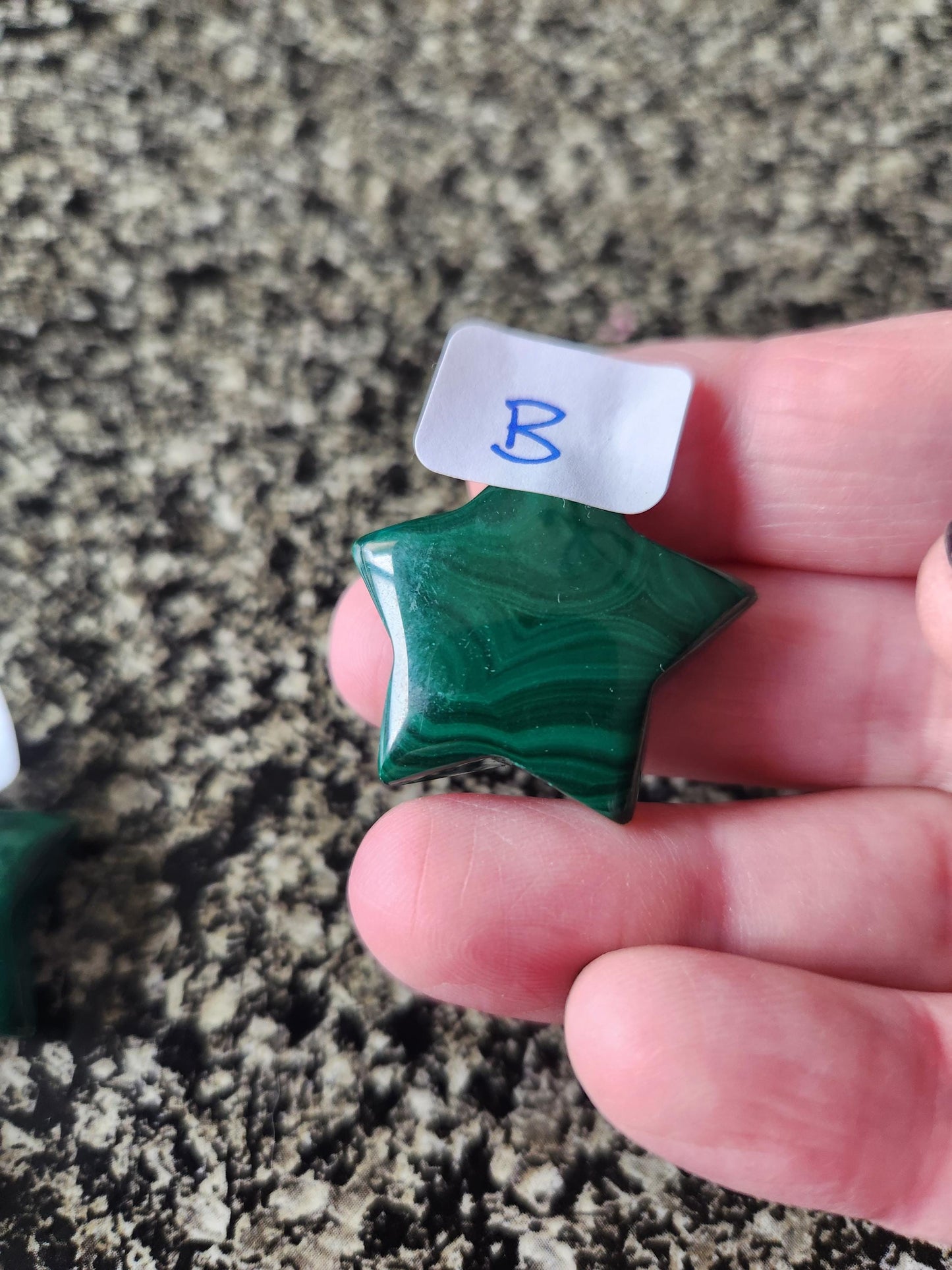 AAA Malachite Crystal Small Star, High Polish Pocket Stone, One
