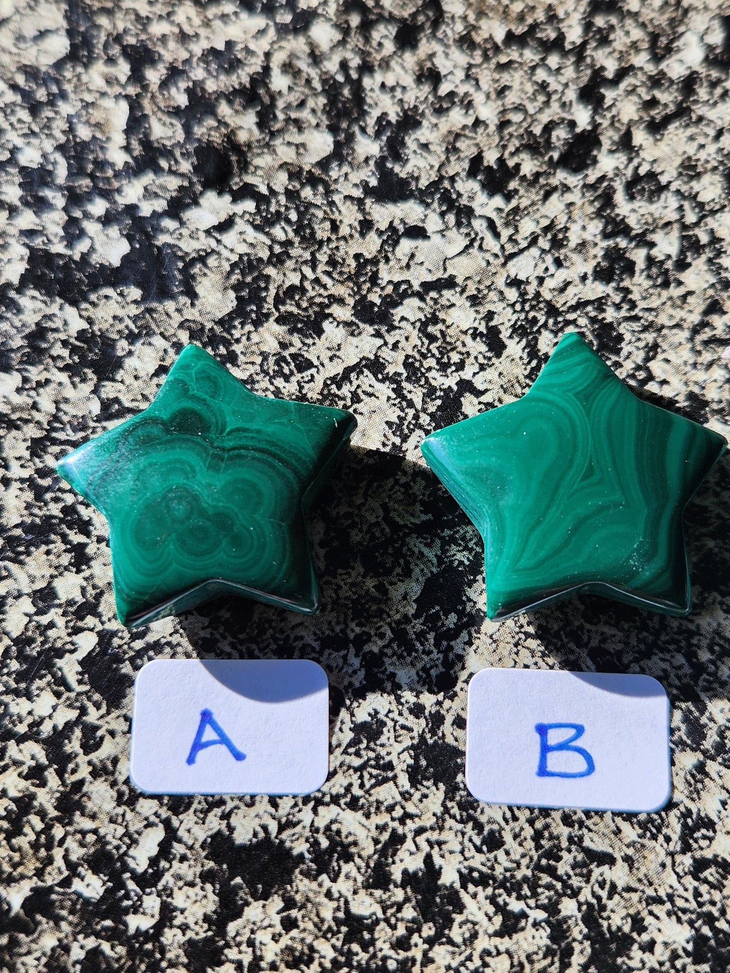 AAA Malachite Crystal Small Star, High Polish Pocket Stone, One
