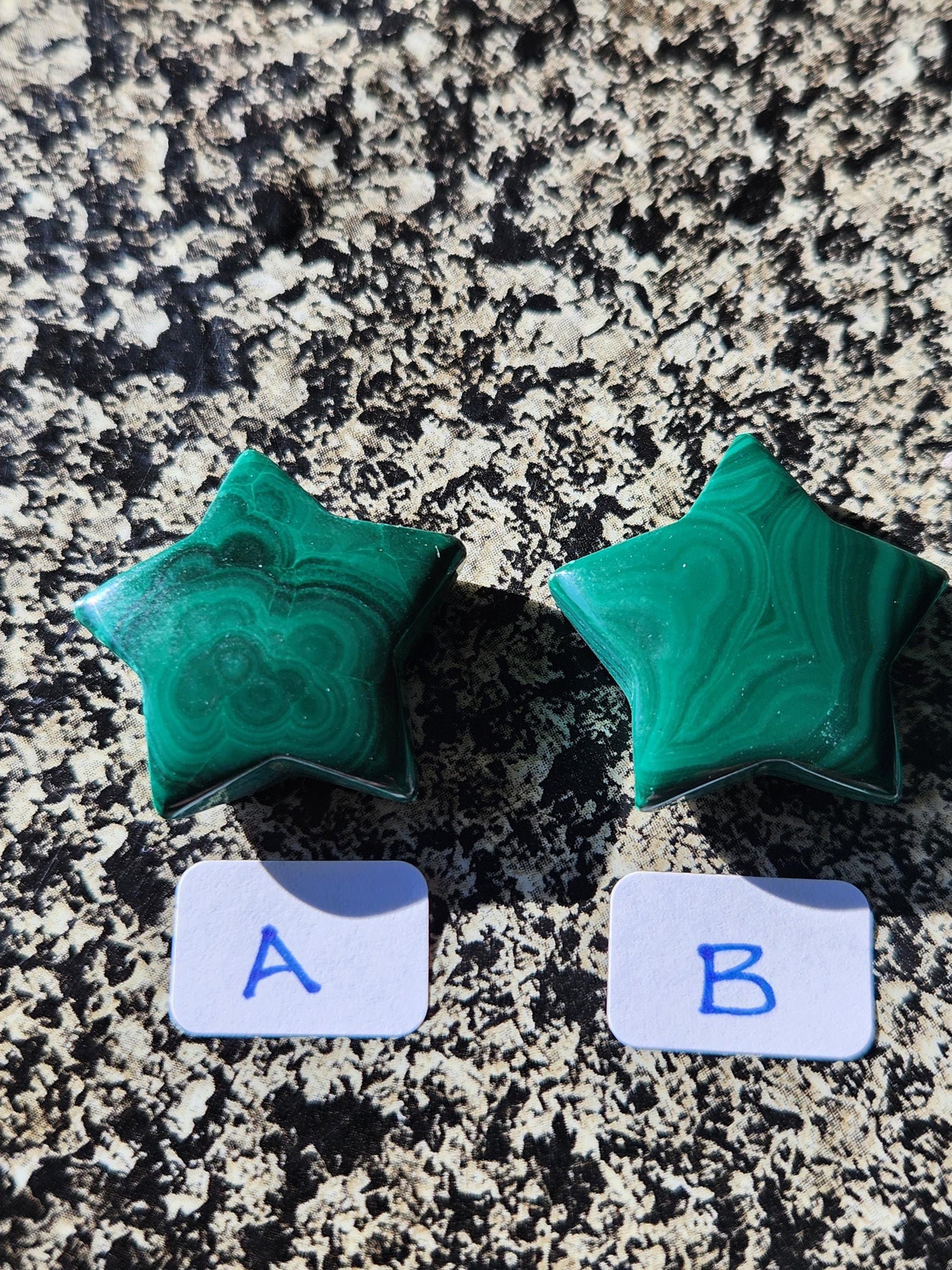 AAA Malachite Crystal Small Star, High Polish Pocket Stone, One