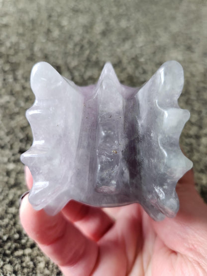 Natural Purple and Green Fluorite Crystal Carved Dragon Head, DnD