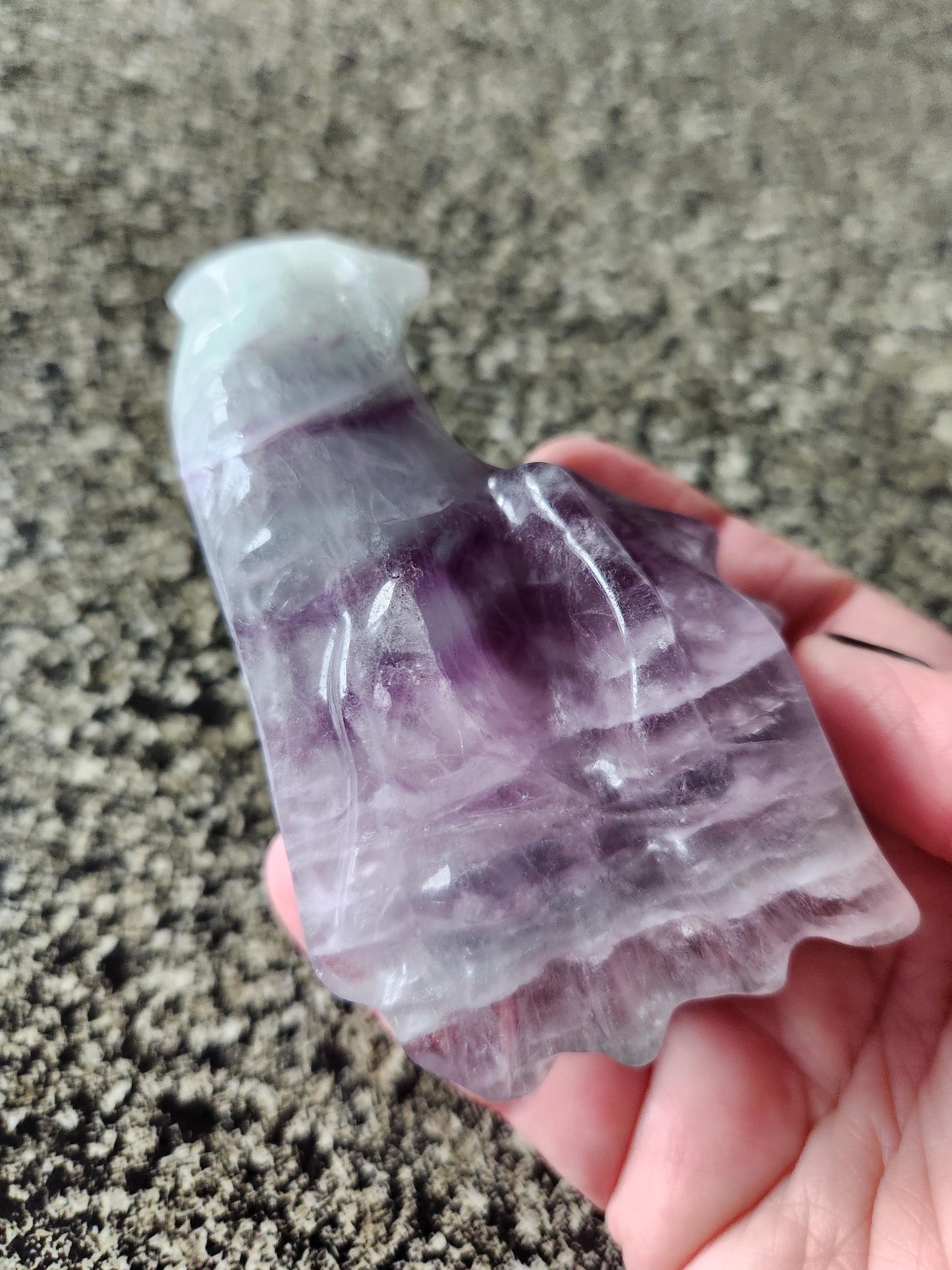 Natural Purple and Green Fluorite Crystal Carved Dragon Head, DnD