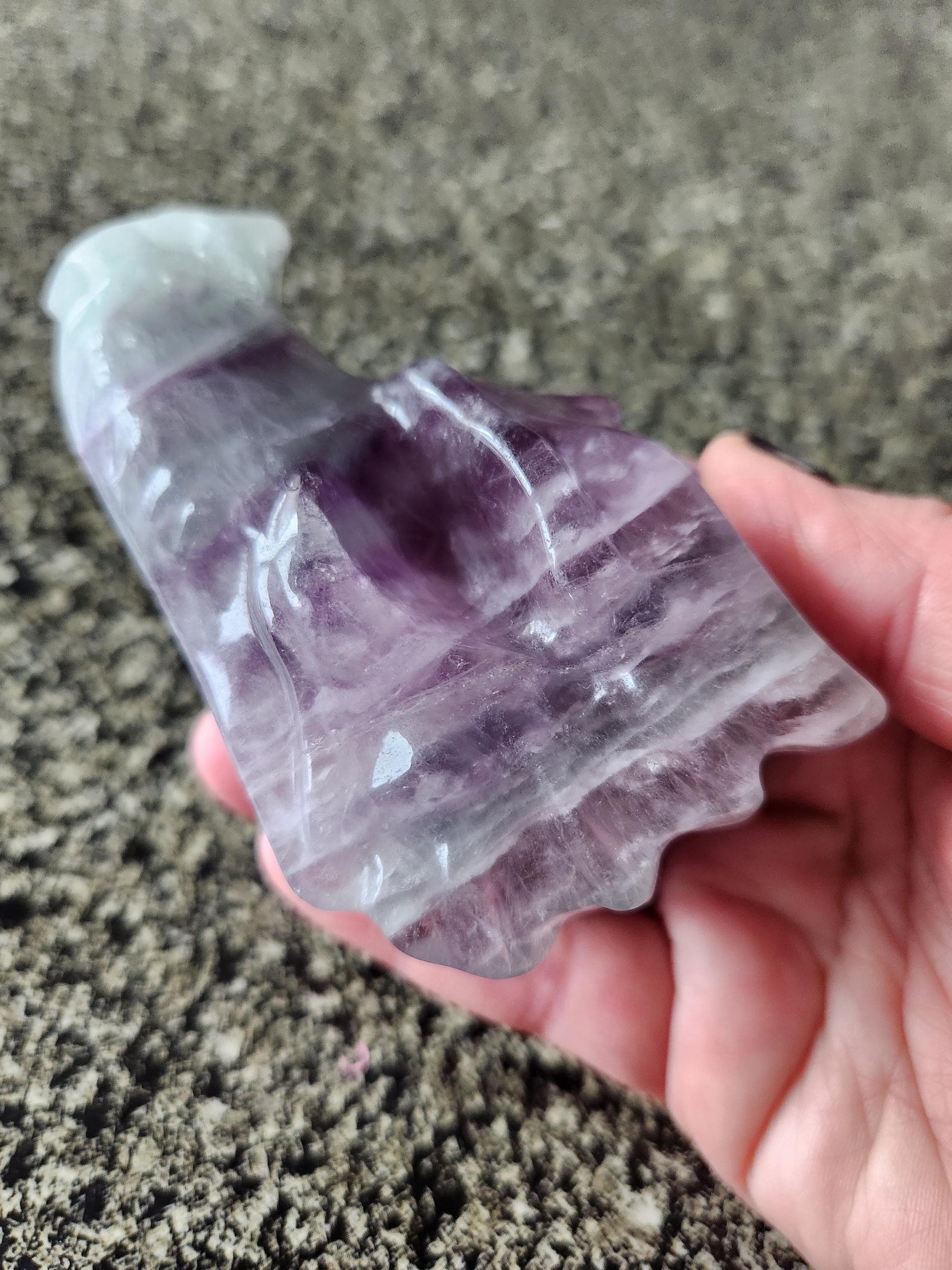 Natural Purple and Green Fluorite Crystal Carved Dragon Head, DnD