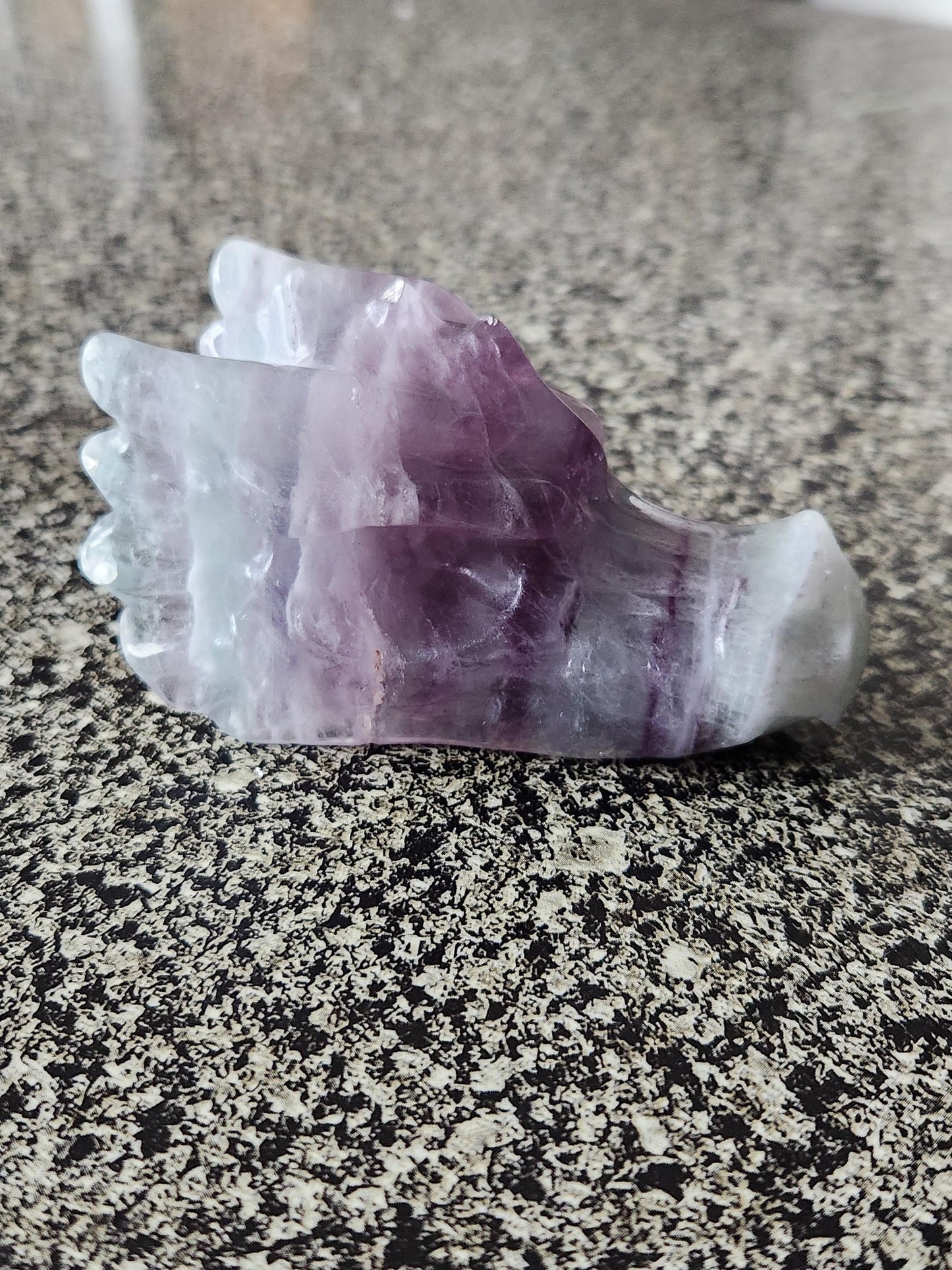 Natural Purple and Green Fluorite Crystal Carved Dragon Head, DnD