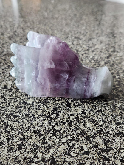 Natural Purple and Green Fluorite Crystal Carved Dragon Head, DnD