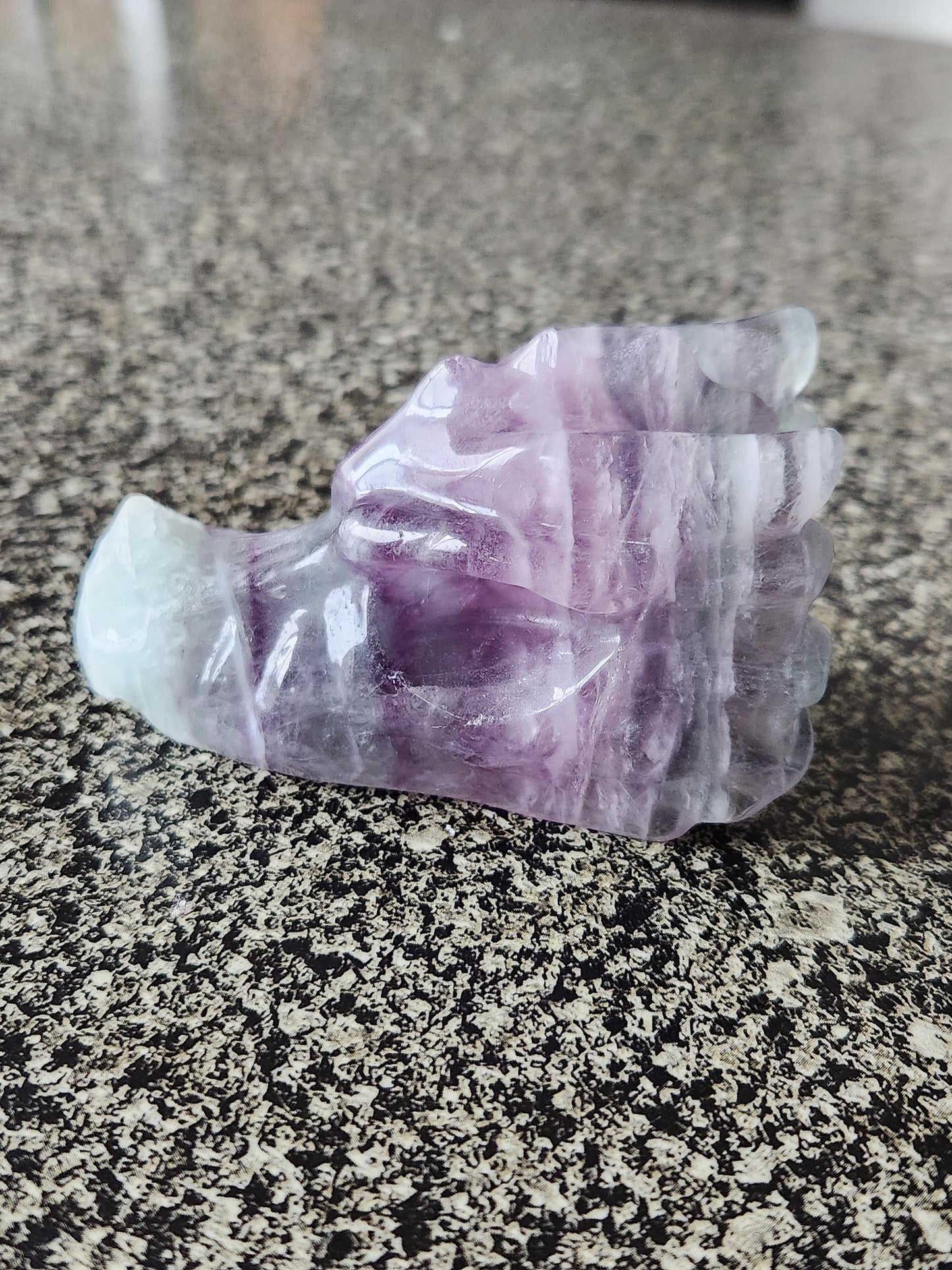 Natural Purple and Green Fluorite Crystal Carved Dragon Head, DnD