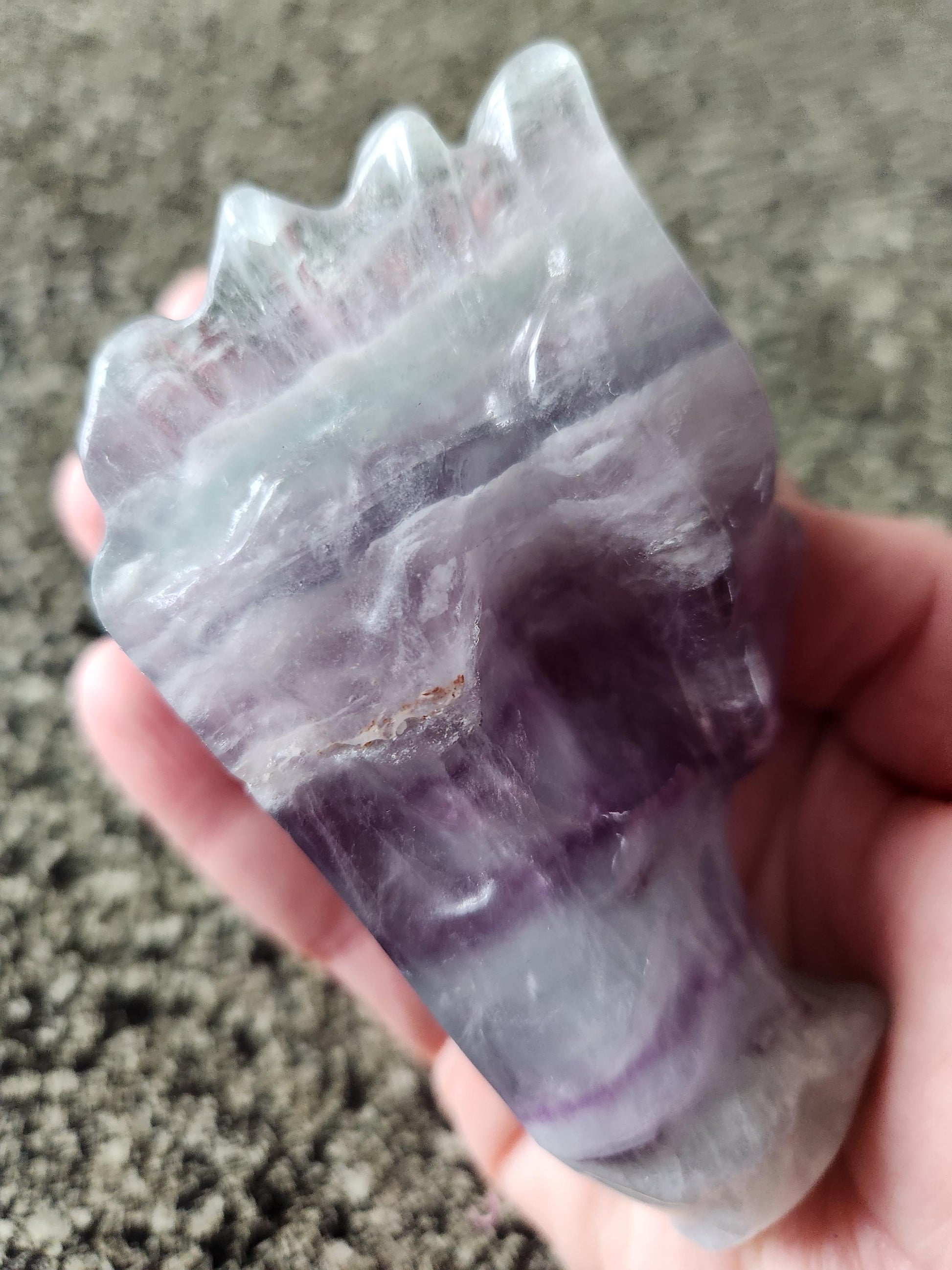 Natural Purple and Green Fluorite Crystal Carved Dragon Head, DnD