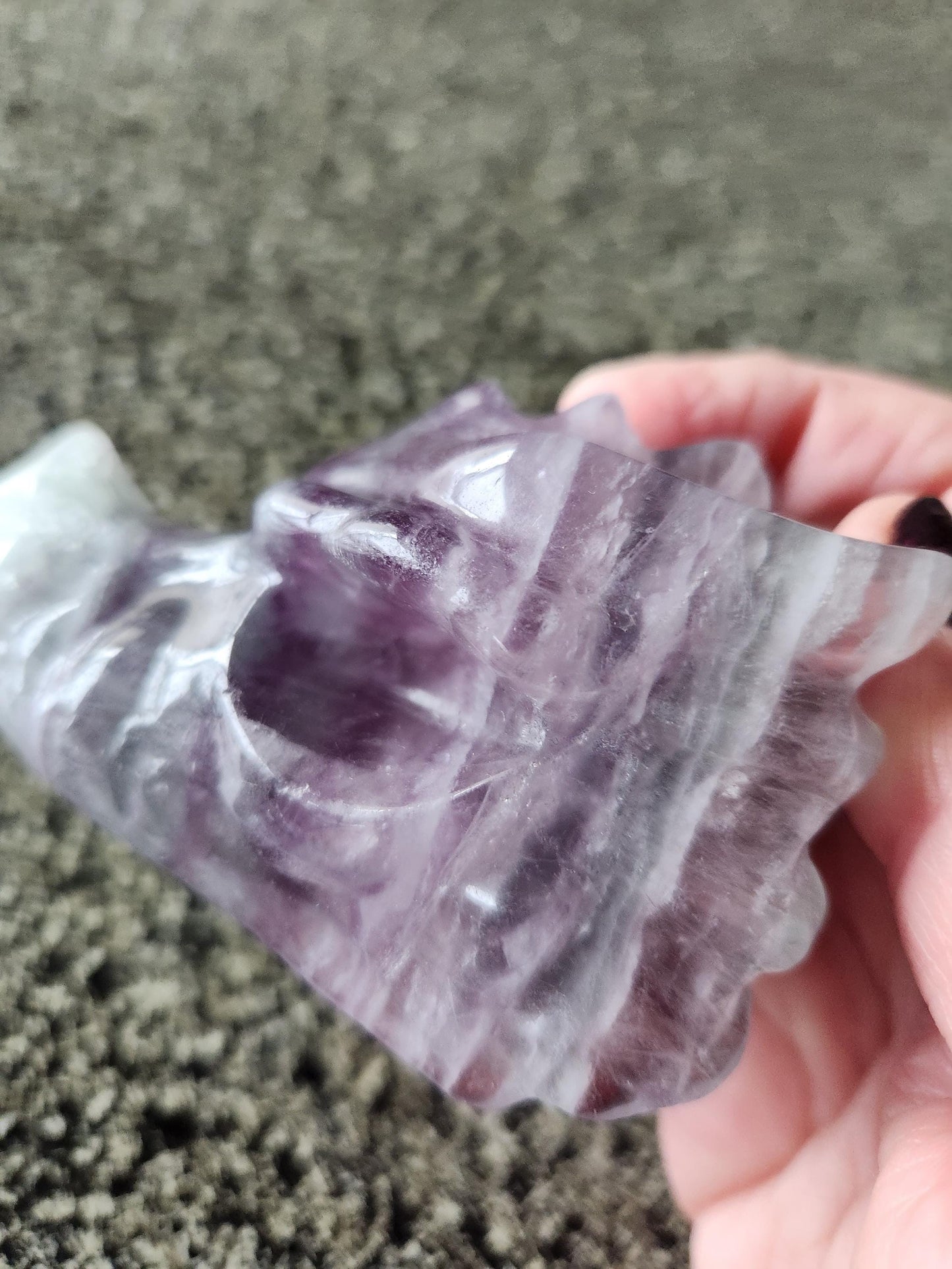 Natural Purple and Green Fluorite Crystal Carved Dragon Head, DnD