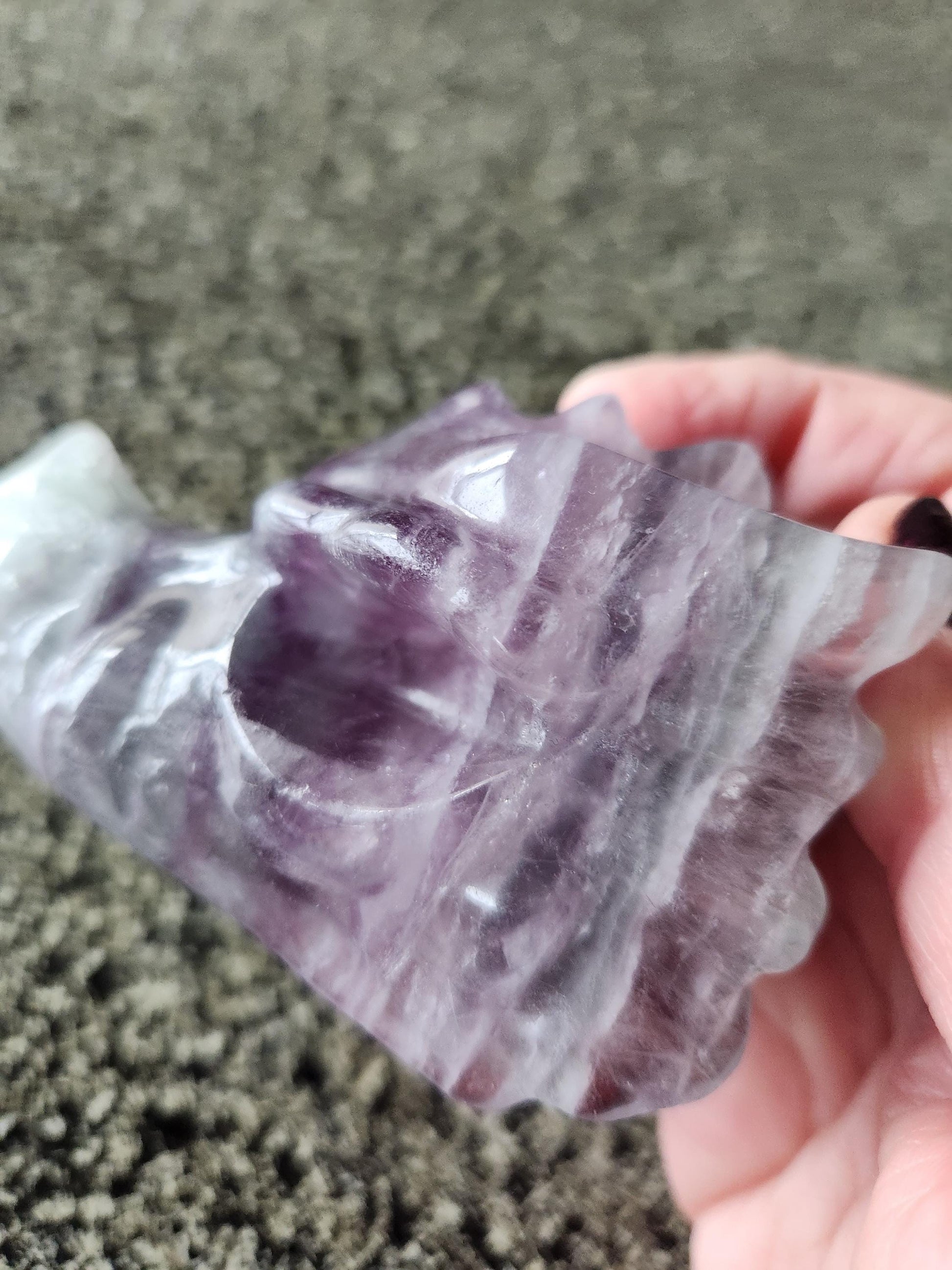 Natural Purple and Green Fluorite Crystal Carved Dragon Head, DnD