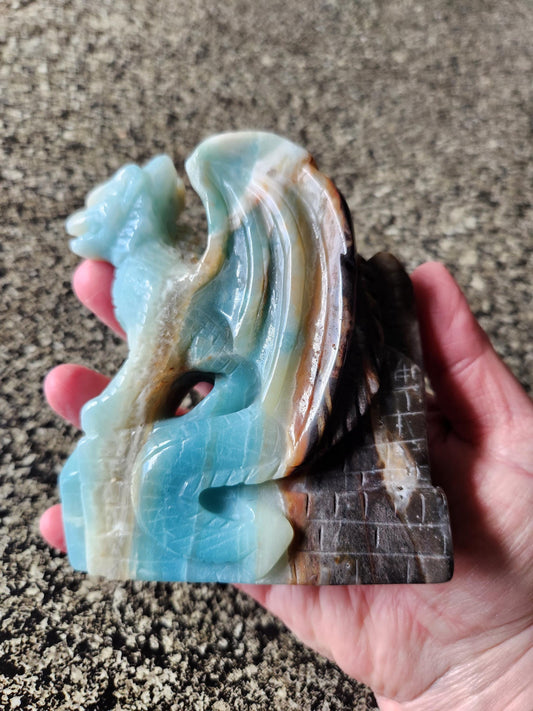 AAA Blue Aragonite Unique Crystal Dragon: Full Body, DnD