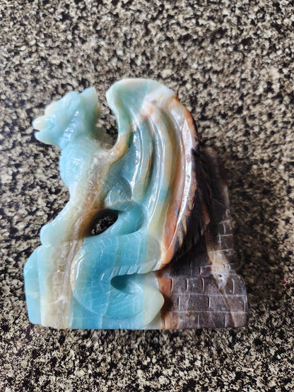 AAA Blue Aragonite Unique Crystal Dragon: Full Body, DnD