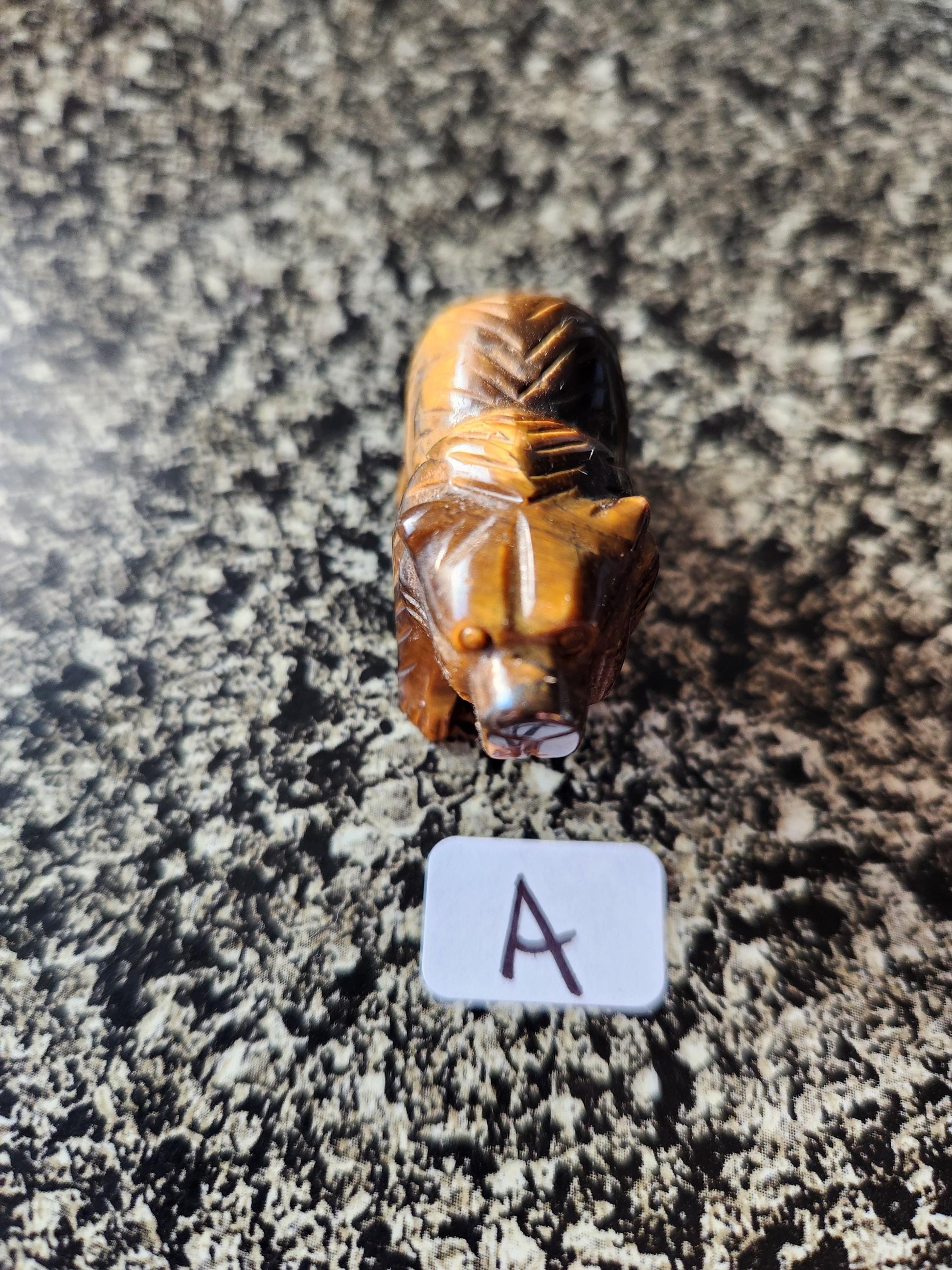 Carved Golden Tiger Eye Mini Bear, All Natural Crystal, One