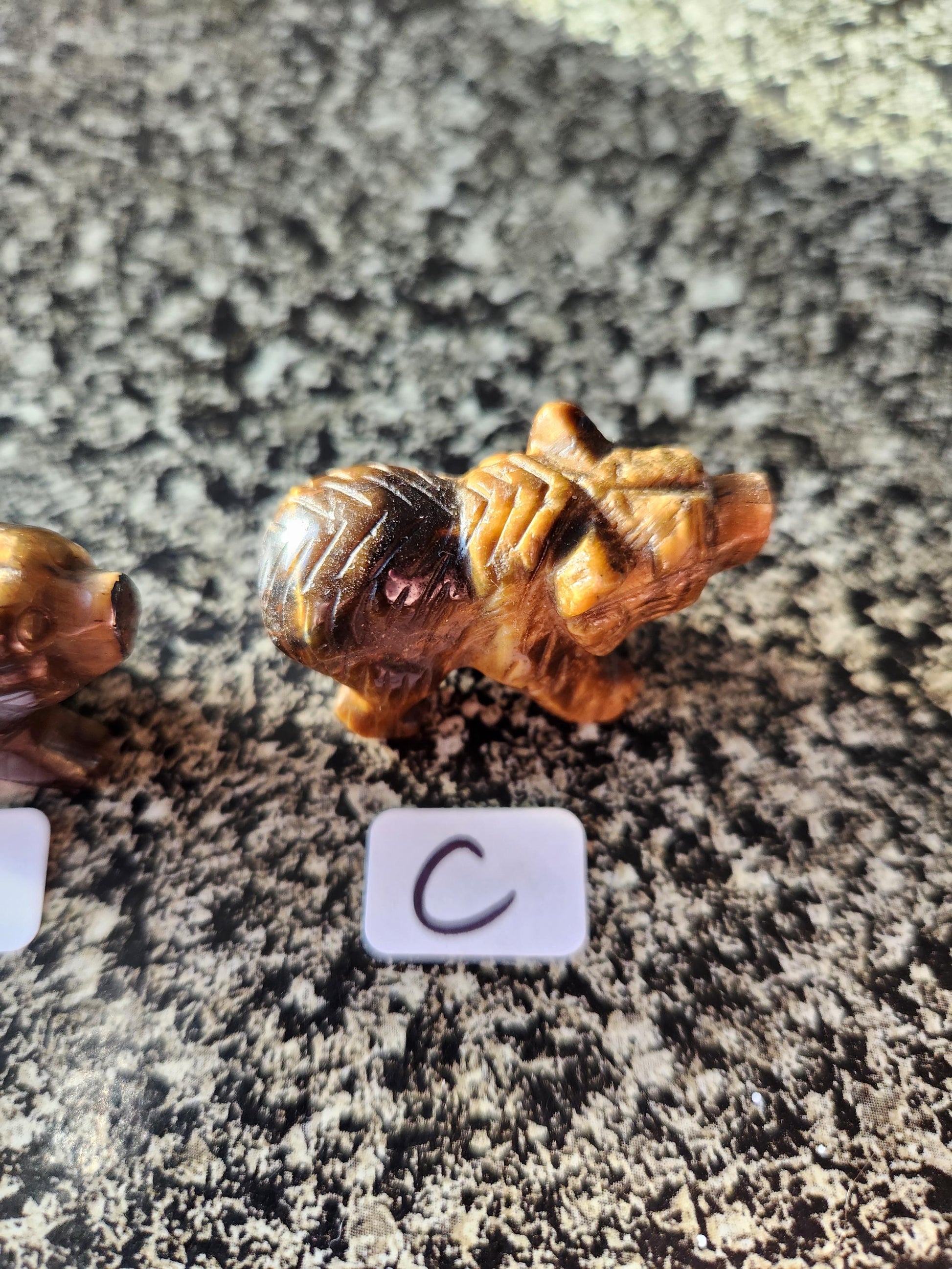 Carved Golden Tiger Eye Mini Bear, All Natural Crystal, One
