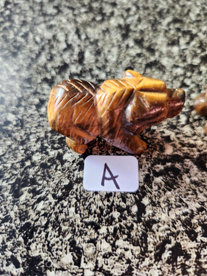 Carved Golden Tiger Eye Mini Bear, All Natural Crystal, One