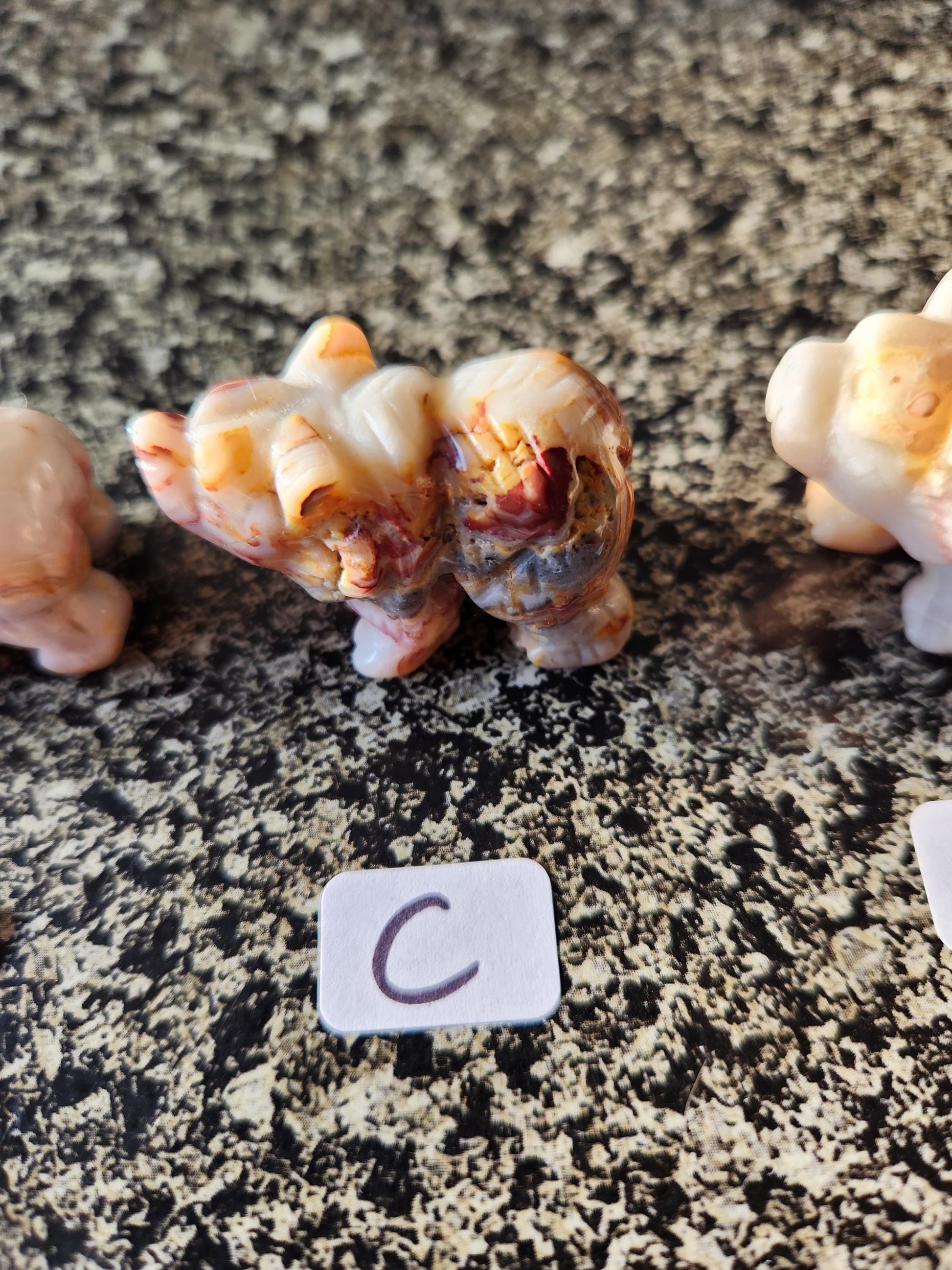 Carved Crazy Lace Agate Mini Bear, All Natural Crystal, One