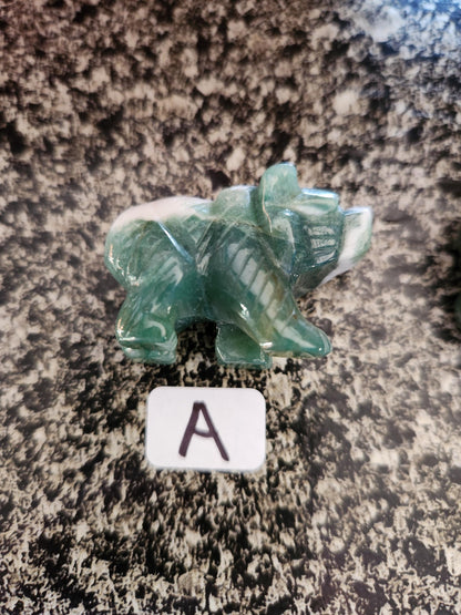 Carved Moss Agate Mini Bear, All Natural Crystal, One