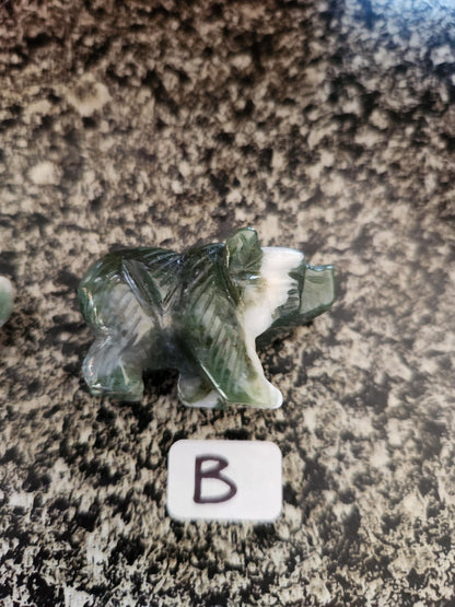 Carved Moss Agate Mini Bear, All Natural Crystal, One