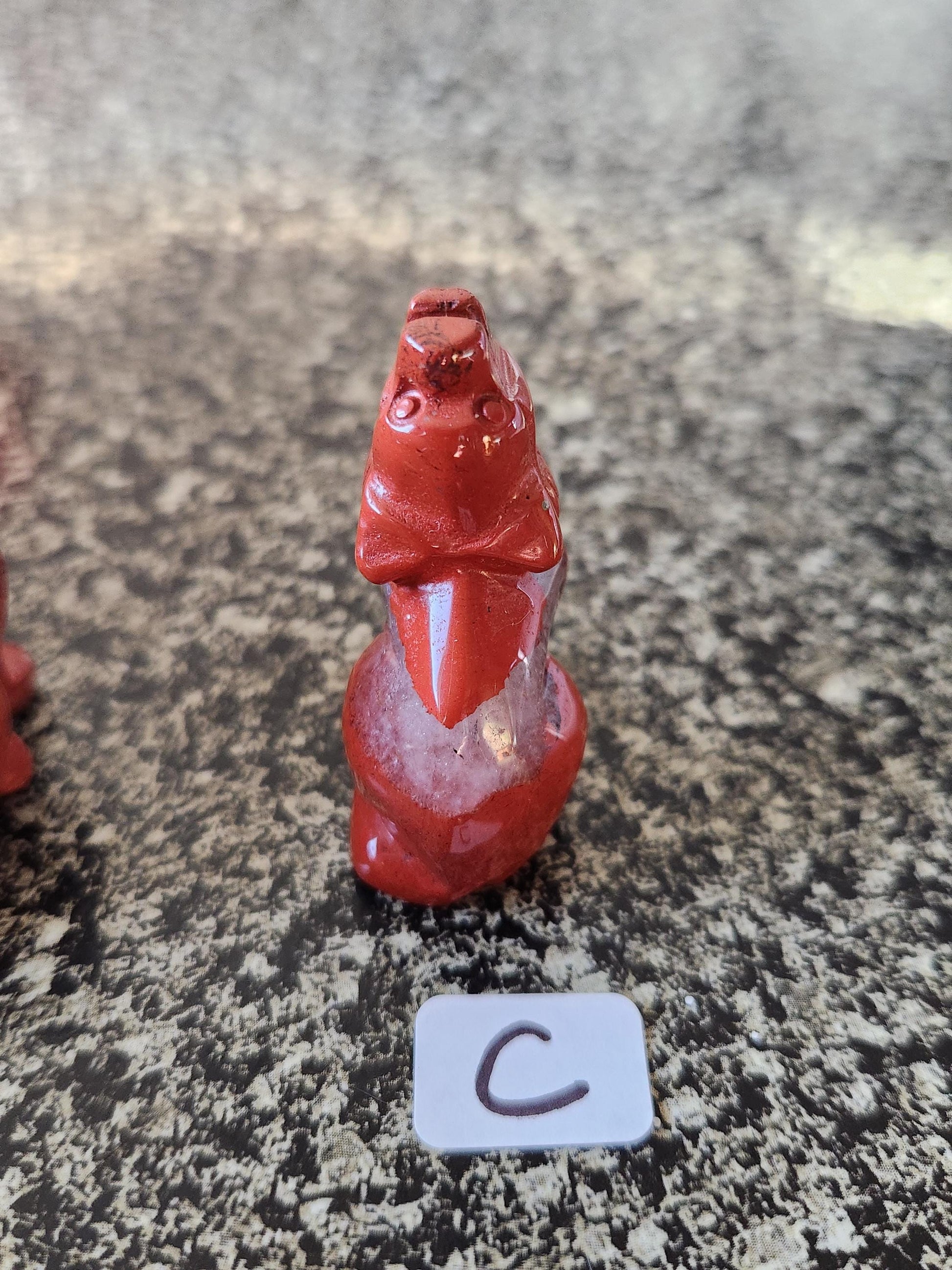 Carved Red Jasper Howling Wolf, All Natural Crystal, One