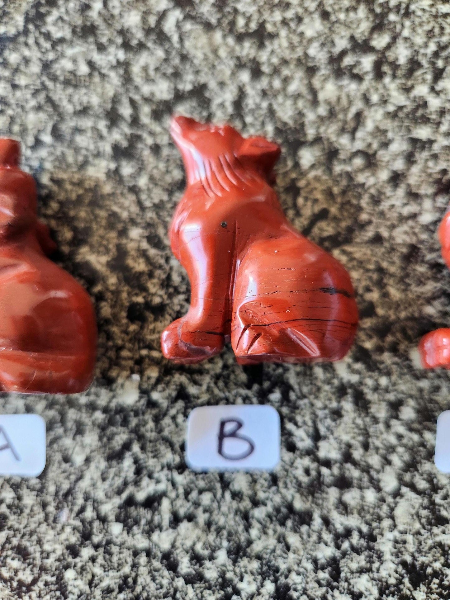 Carved Red Jasper Howling Wolf, All Natural Crystal, One