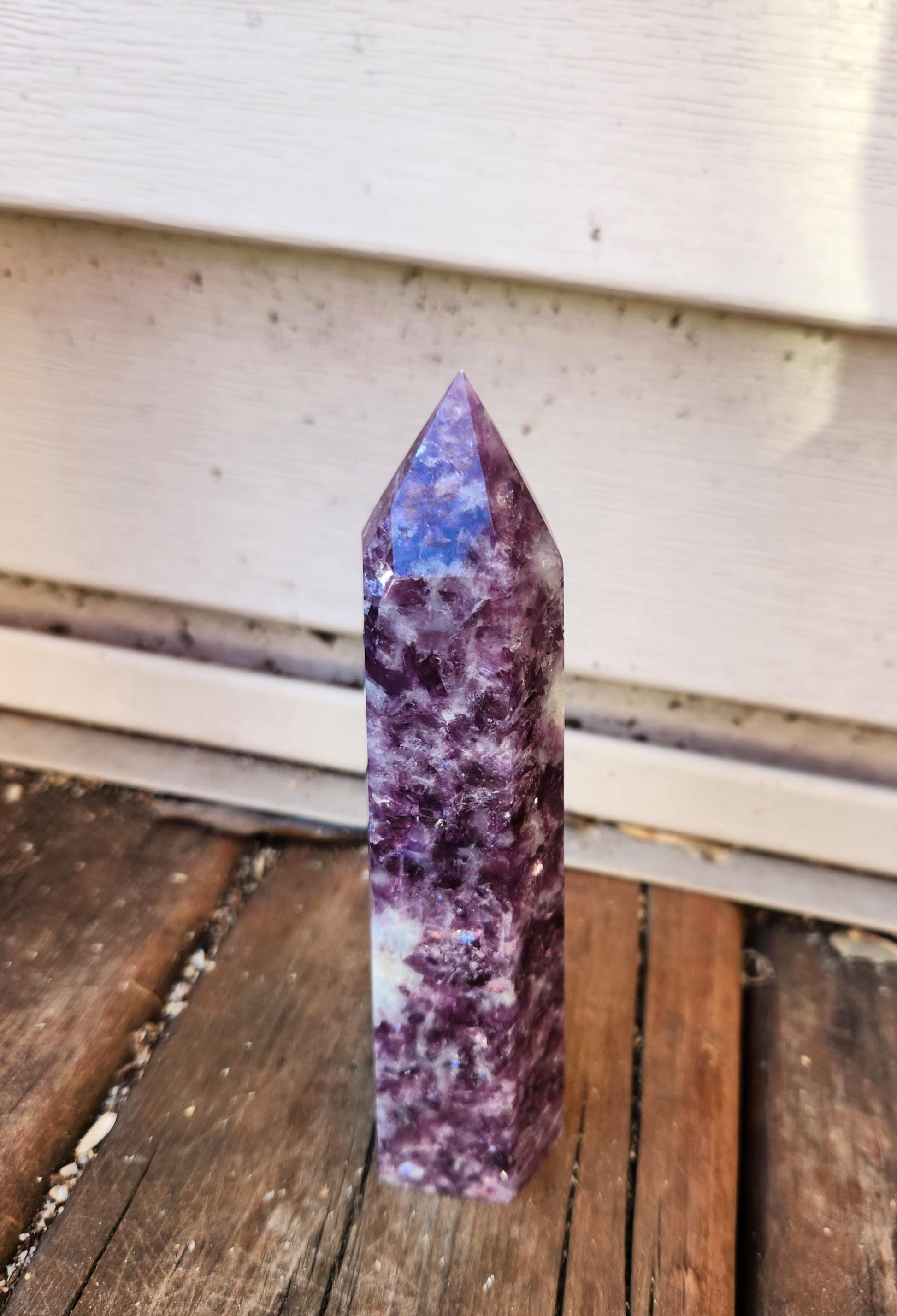 AAA Purple Lepidolite Crystal Tower: Polished Point Generator