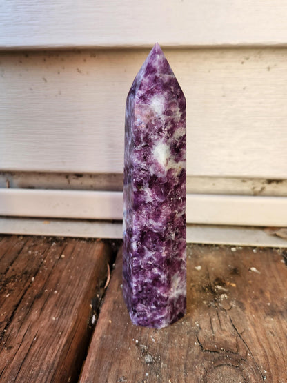 AAA Purple Lepidolite Crystal Tower: Polished Point Generator