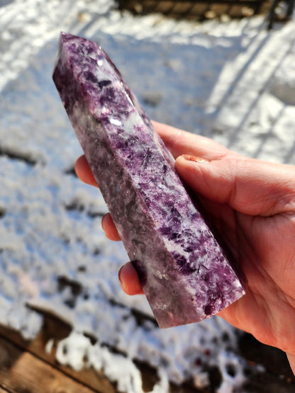 AAA Purple Lepidolite Crystal Tower: Polished Point Generator