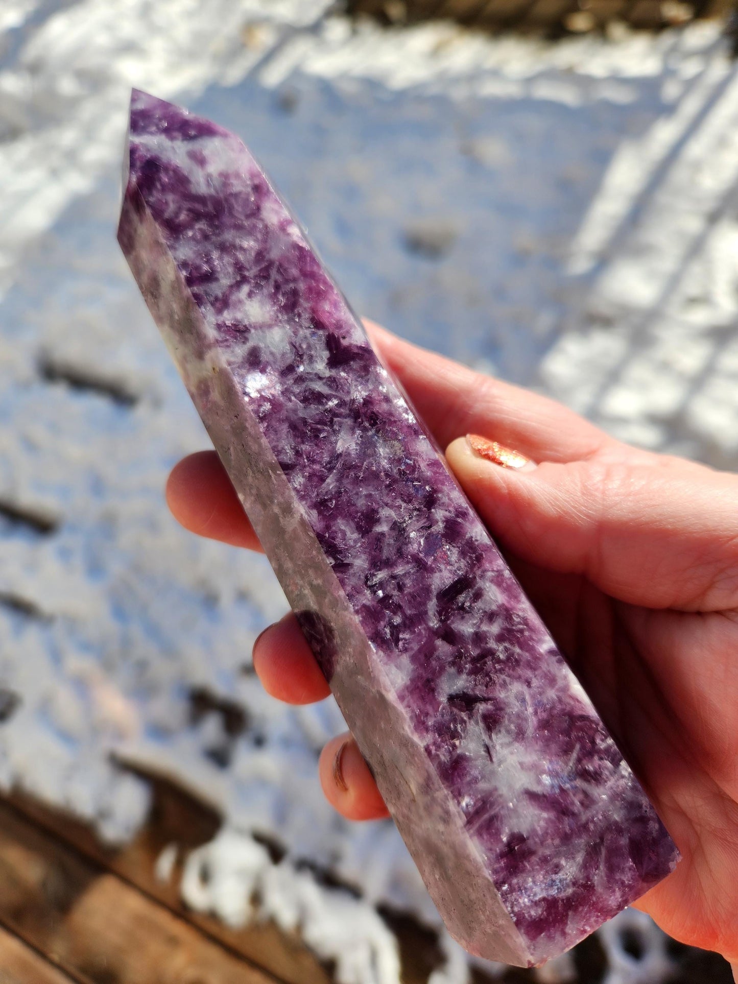 AAA Purple Lepidolite Crystal Tower: Polished Point Generator