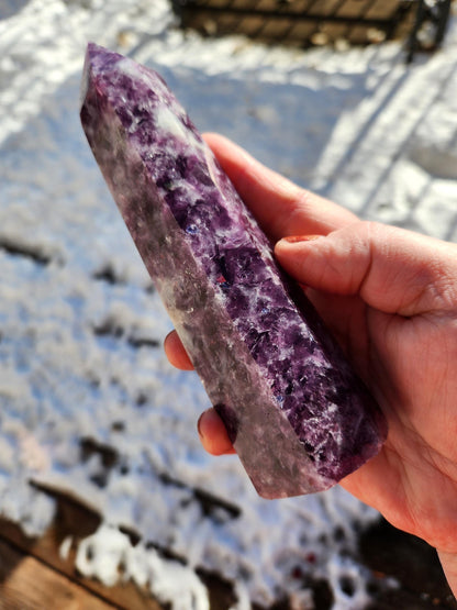AAA Purple Lepidolite Crystal Tower: Polished Point Generator