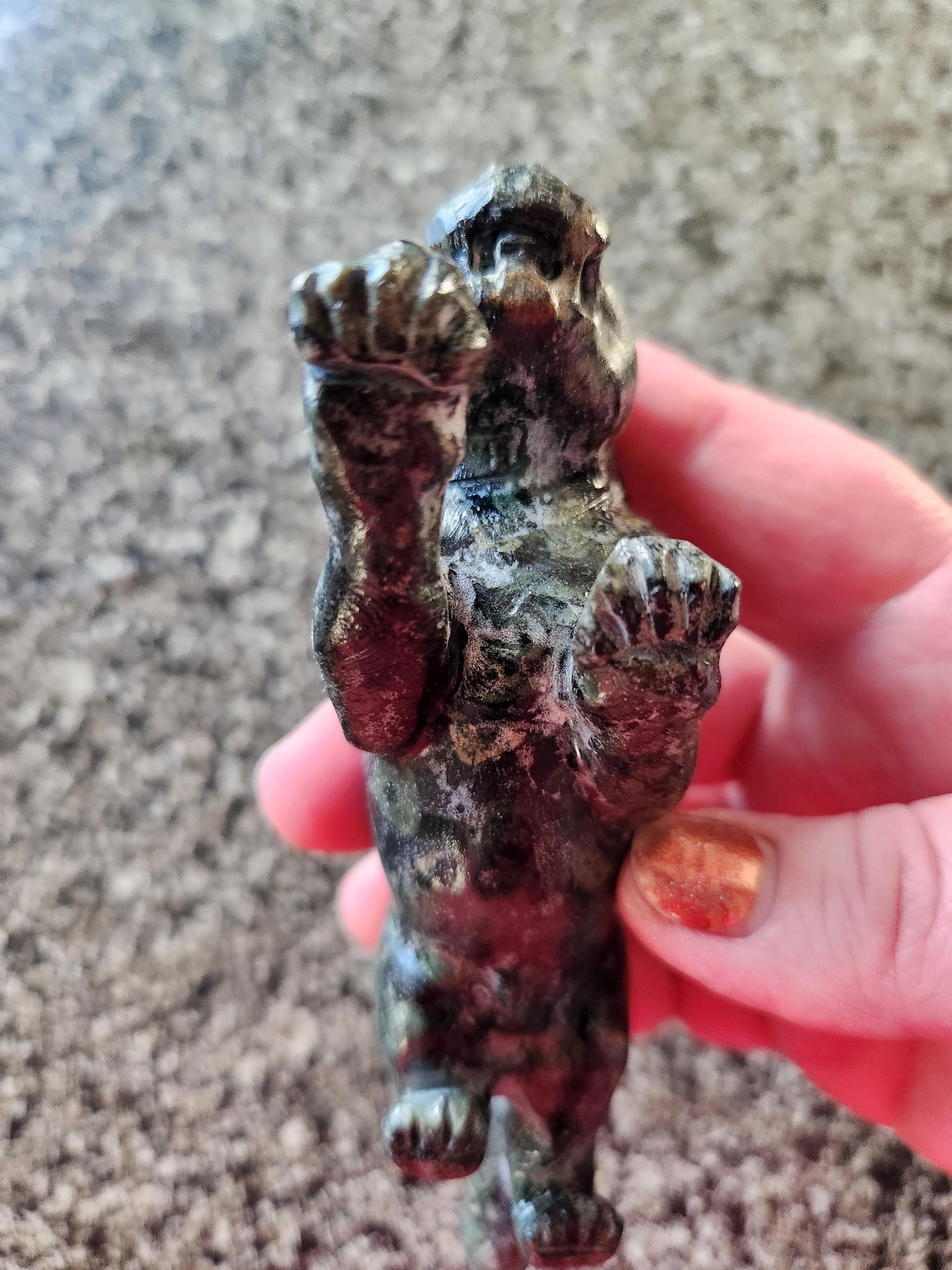 Jaguar Carved Kambaba Jasper Stone Natural Stone Crystal, Big Cat
