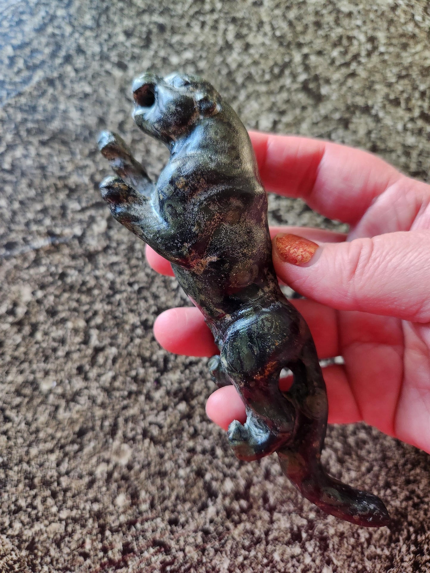 Jaguar Carved Kambaba Jasper Stone Natural Stone Crystal, Big Cat